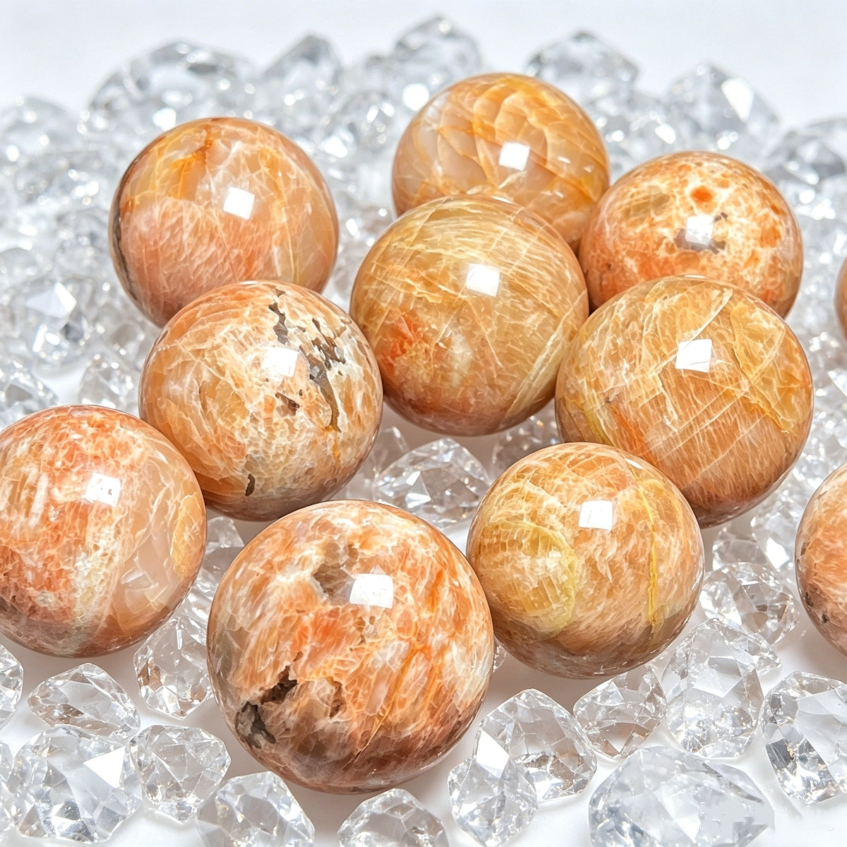 Natural Sparkling Orange Stone Ball Heal ing Gemstone Home Decor