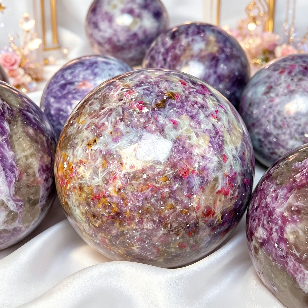 Natural Unicorn Stone Ball Heal ing Gemstone Home Decor
