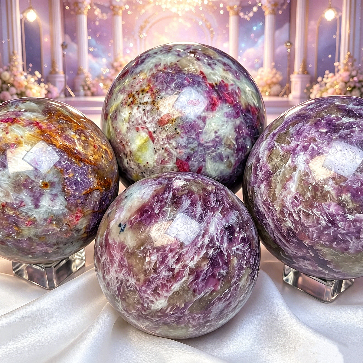 Natural Unicorn Stone Ball Heal ing Gemstone Home Decor