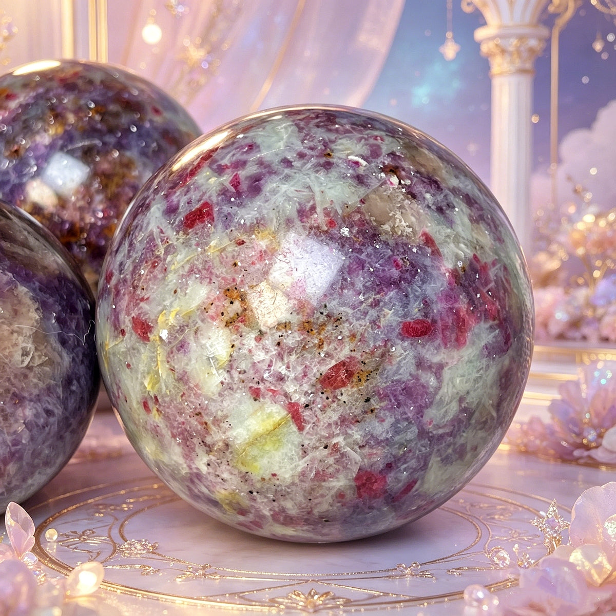 Natural Unicorn Stone Ball Heal ing Gemstone Home Decor
