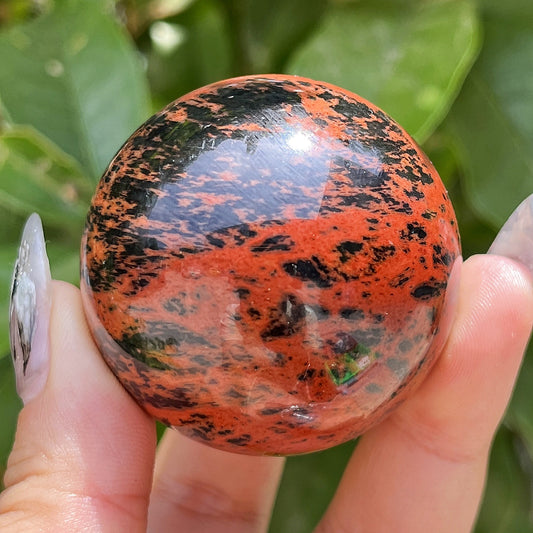 Natural Red obsidian ball Heal ing Gemstone Home Decor
