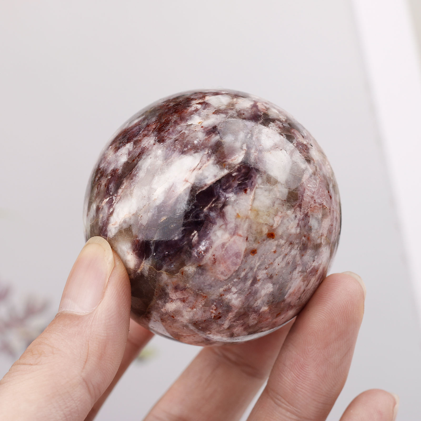 Natural Pink Lithian Beryl Sphere Crystal Ball Home Decoration Gift