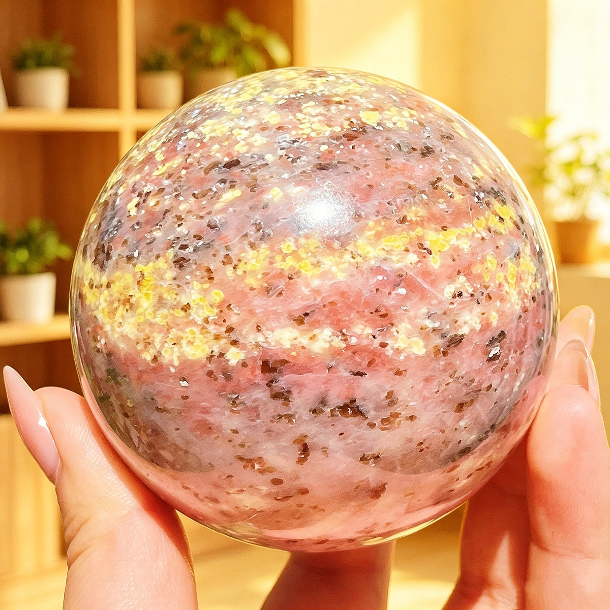 Natural Lotus tourmaline ball Heal ing Gemstone Home Decor