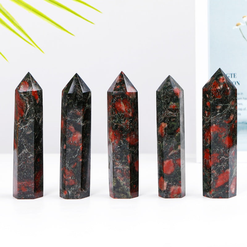 Natural Plum Blossom Jade Single Column Heal ing Gemstone Home Decor