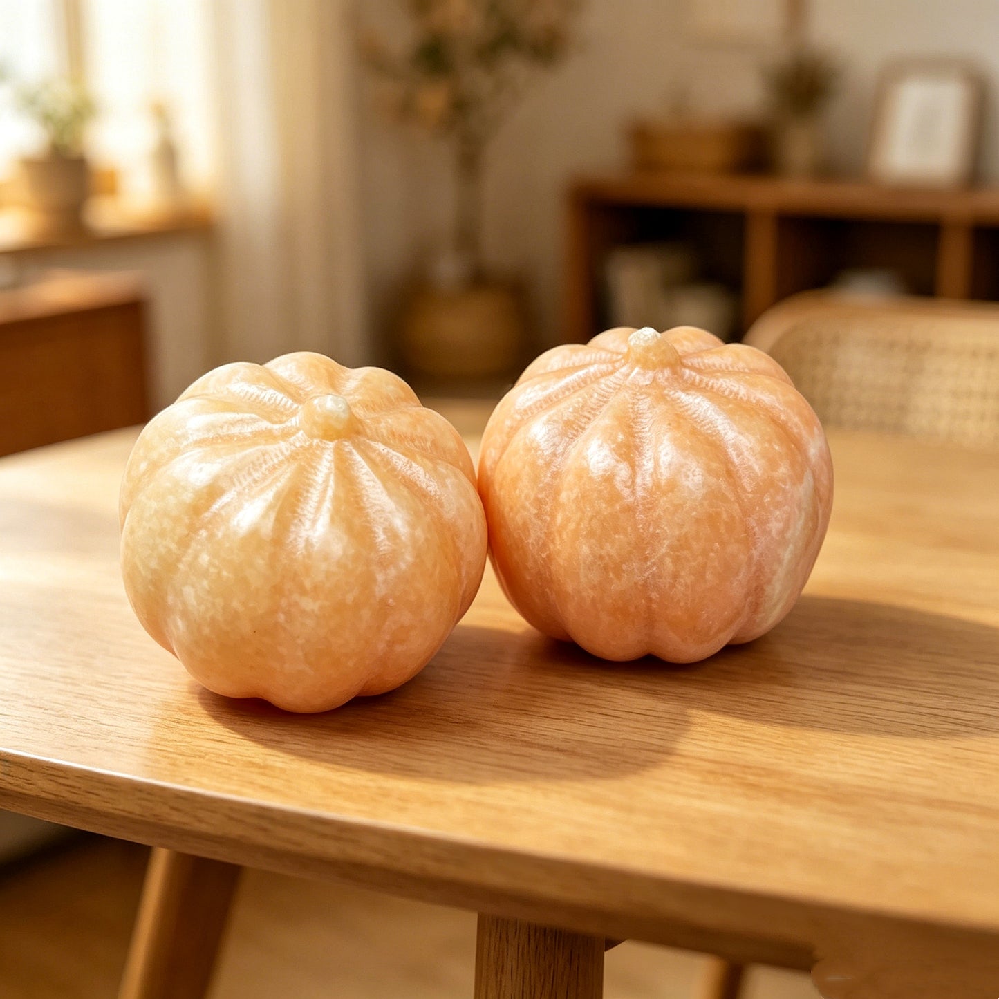 Natural Orange Square Carving Pumpkin Heal ing Gemstone Home Decor