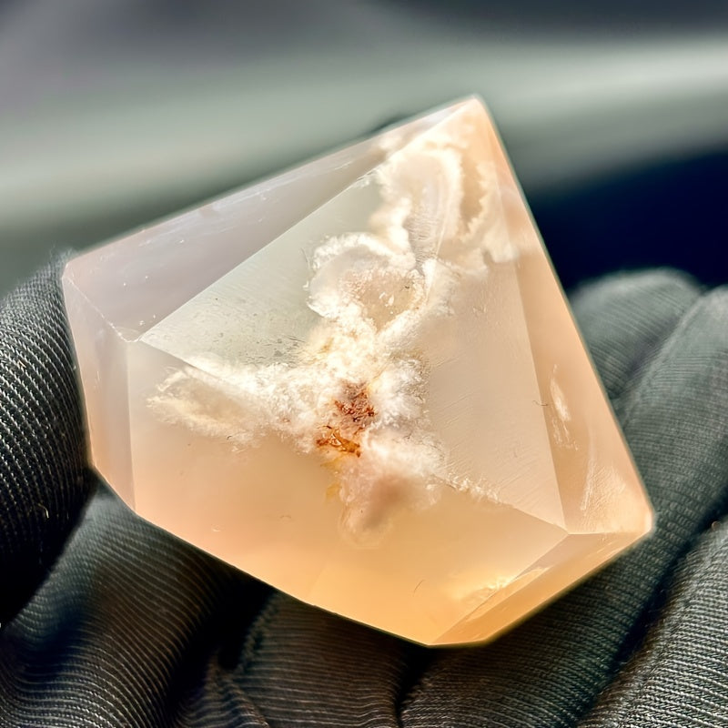 Natural Cherry blossom agate carved diamonds Heal ing Gemstone Home Decor