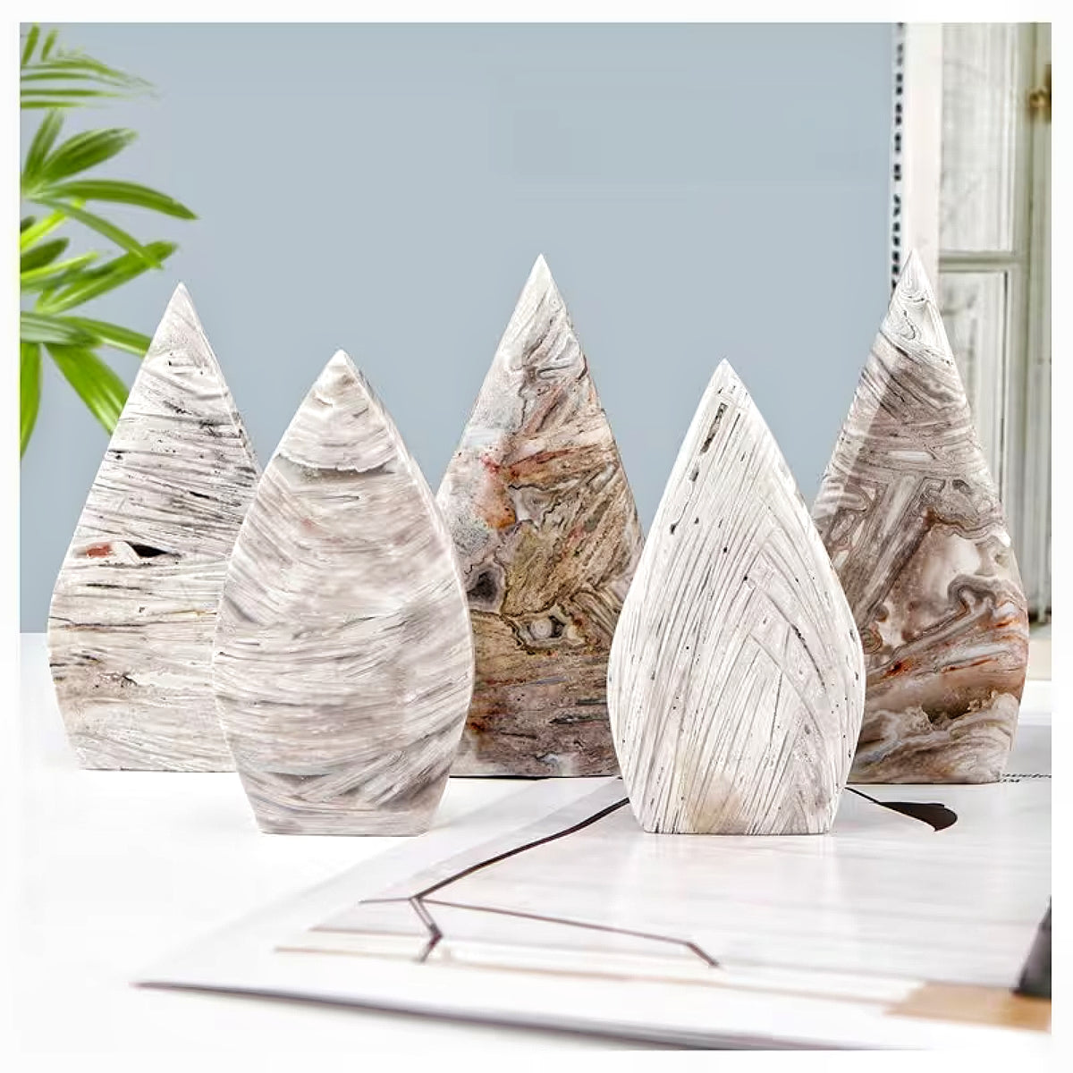 Natural White Mexican agate ornament Heal ing Gemstone Home Decor