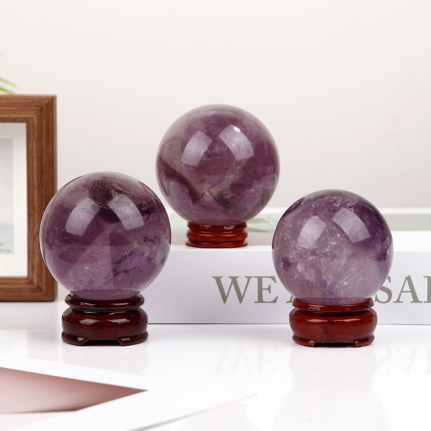 Natural Amethyst Cluster Crystal Sphere Crystal Ball Heal ing Gemstone Home Decor