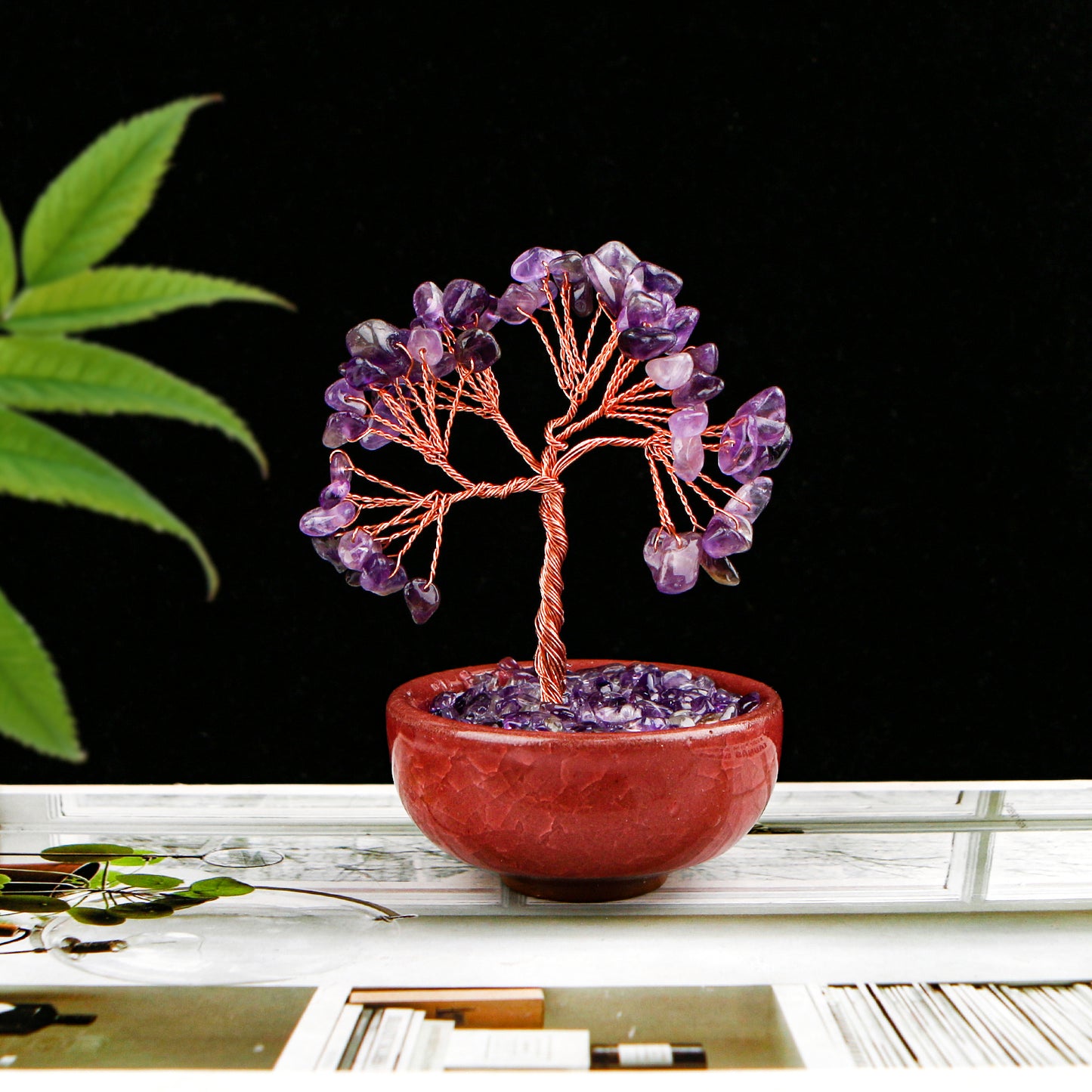 Natural Crystal ornament wealth tree Heal ing Gemstone Home Decor