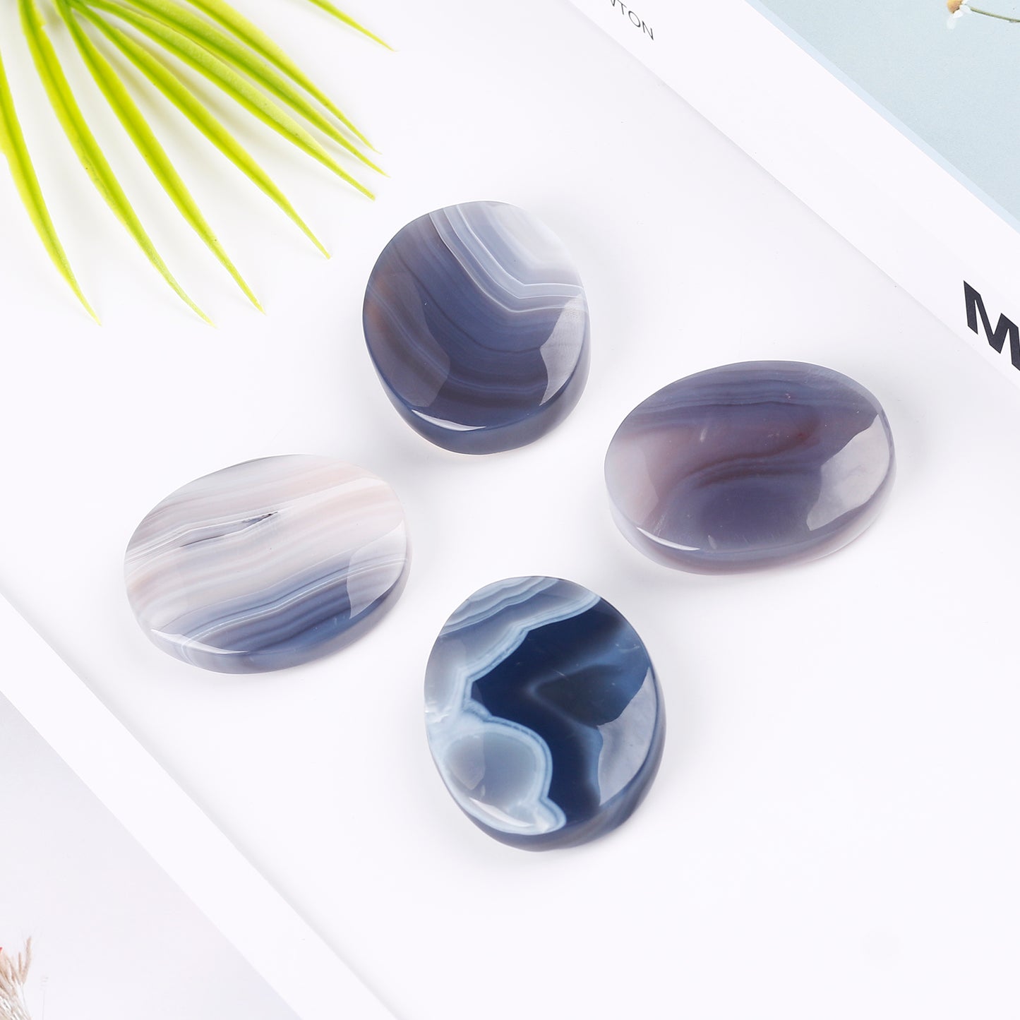 Natural  gray wrapped agate rolling stone Heal ing Gemstone Home Decor