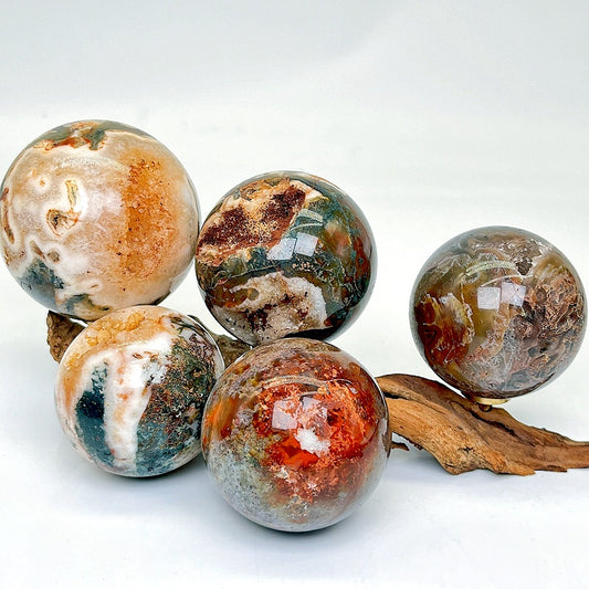Natural Red water grass agate ball Heal ing Gemstone Home Decor
