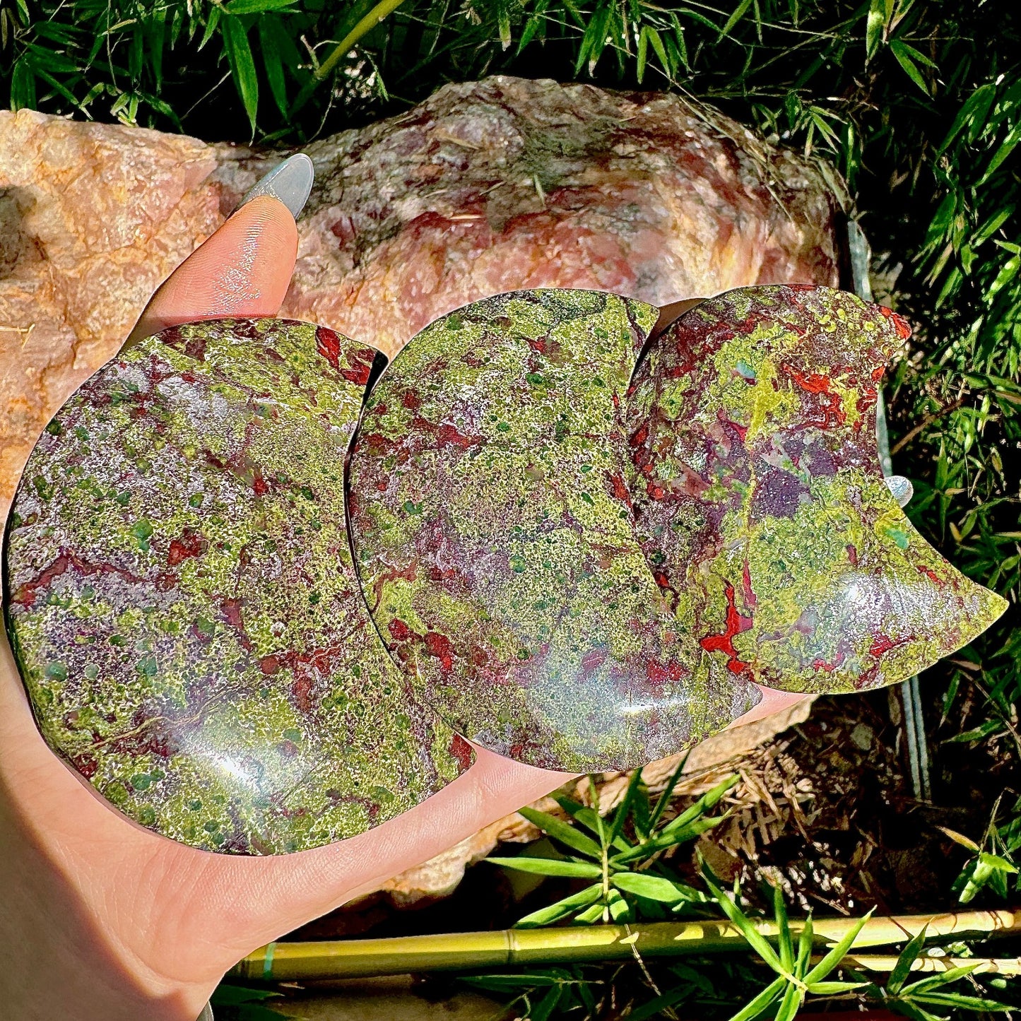 Natural Brazilian Bloodstone Moon Heal ing Gemstone Home Decor