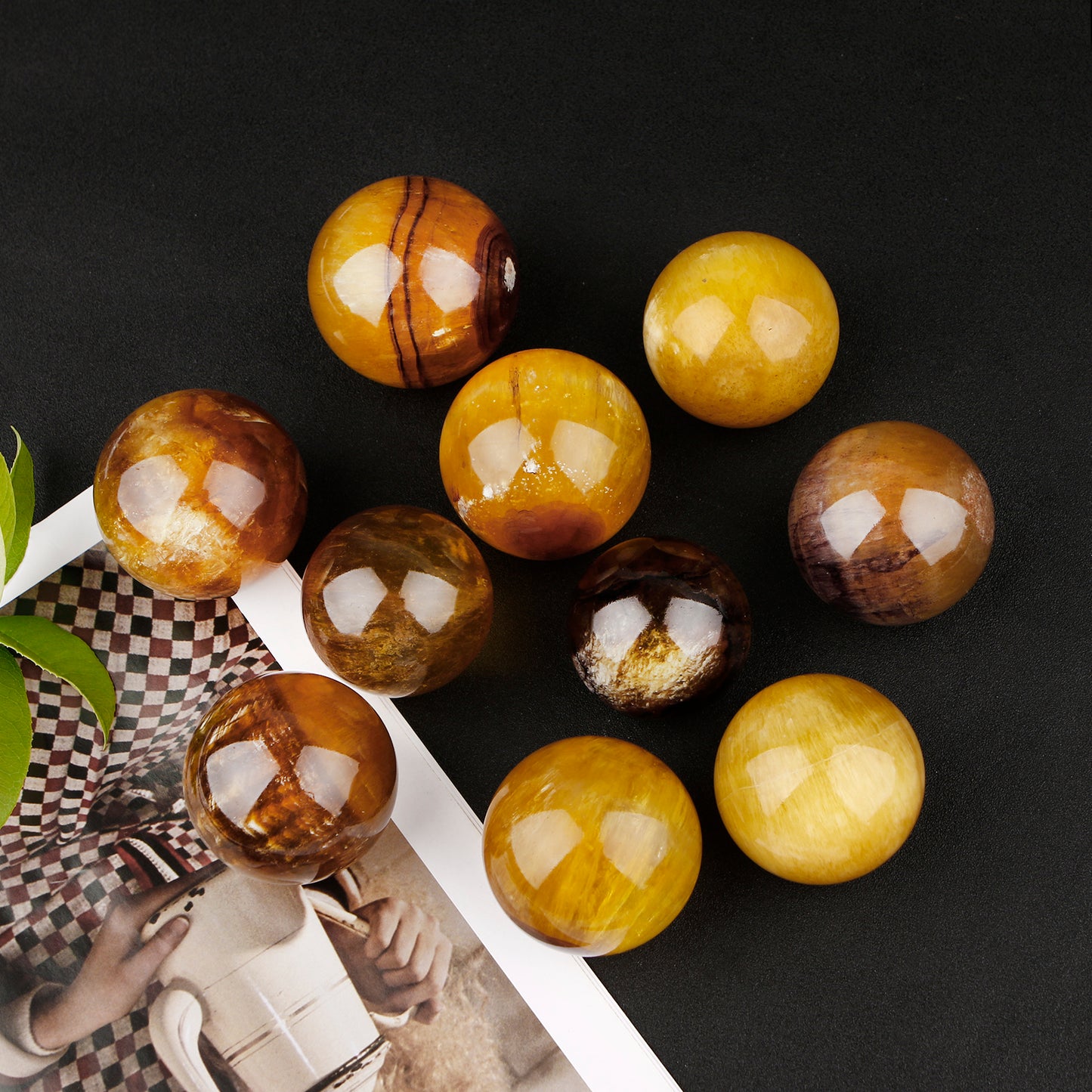 Natural Purple yellow fluorite ball Heal ing Gemstone Home Decor