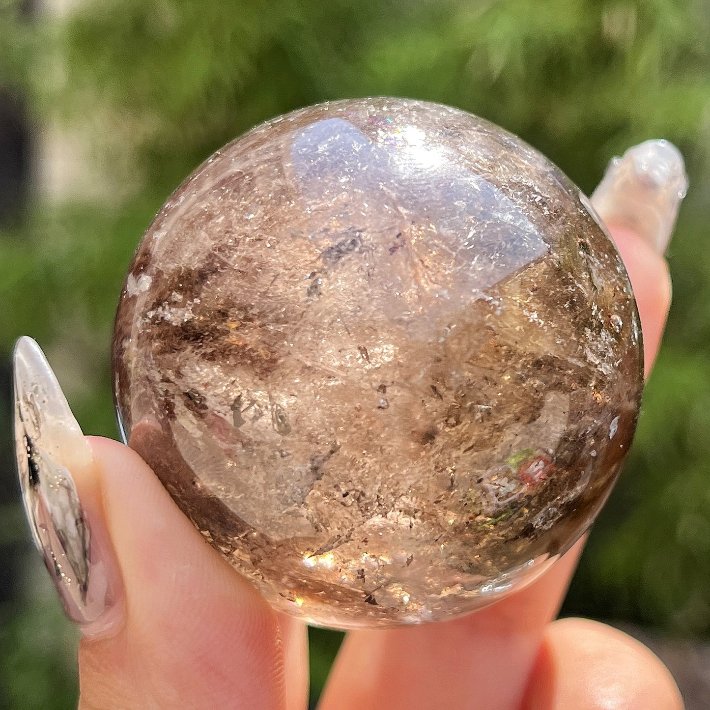Natural Tea crystal ball Heal ing Gemstone Home Decor