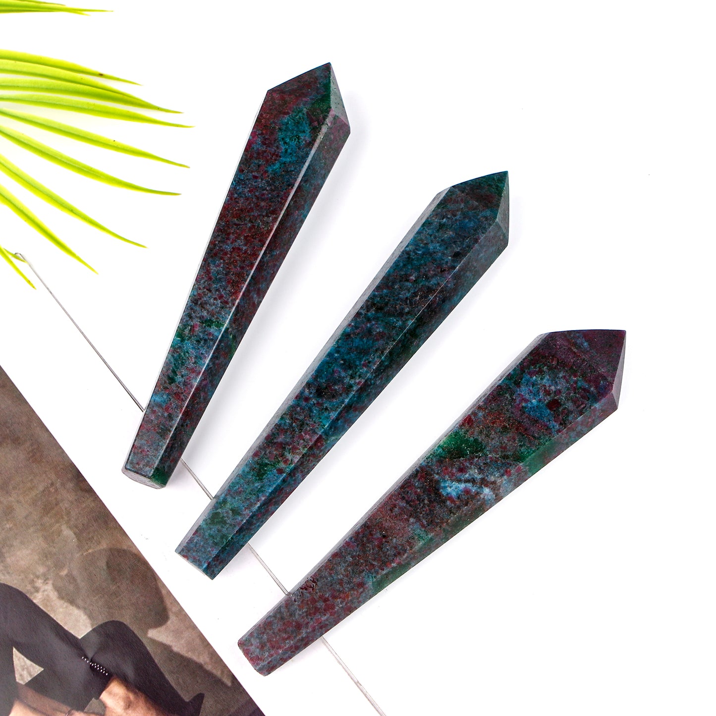 Natural Red Blue Green Treasure Scepter Heal ing Gemstone Home Decor