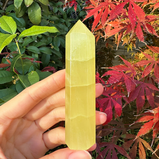 Natural Yellow Caribbean Pillar  Heal ing Gemstone Home Decor