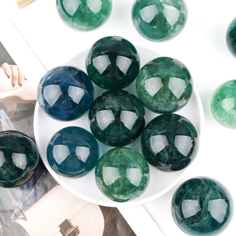 Natural Blue green firefly stone ball Heal ing Gemstone Home Decor