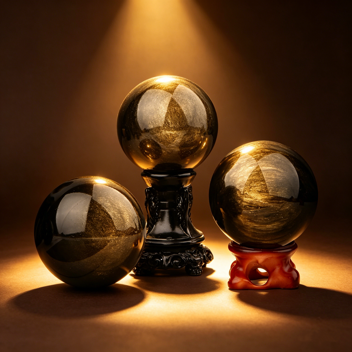 Natural Golden obsidian ball Heal ing Gemstone Home Decor