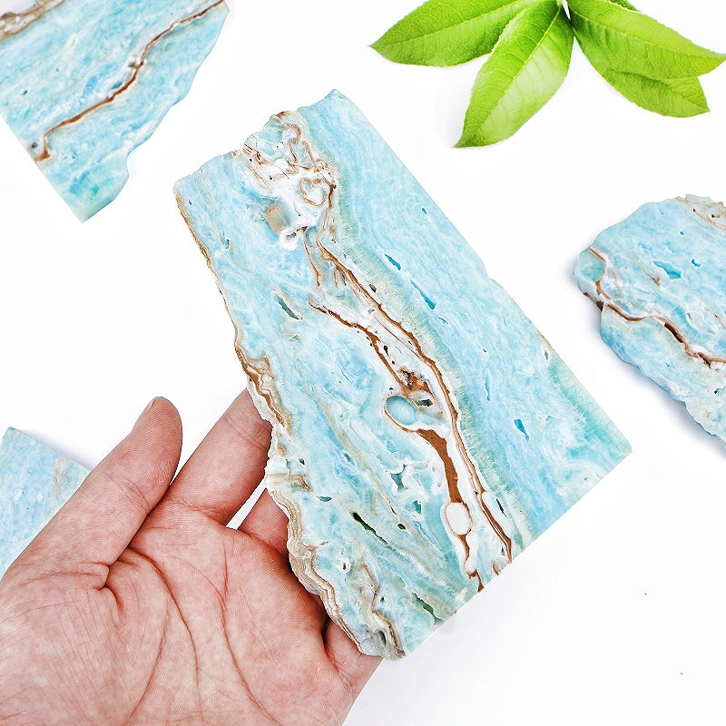 Natural Blue heteropolar slice Heal ing Gemstone Home Decor