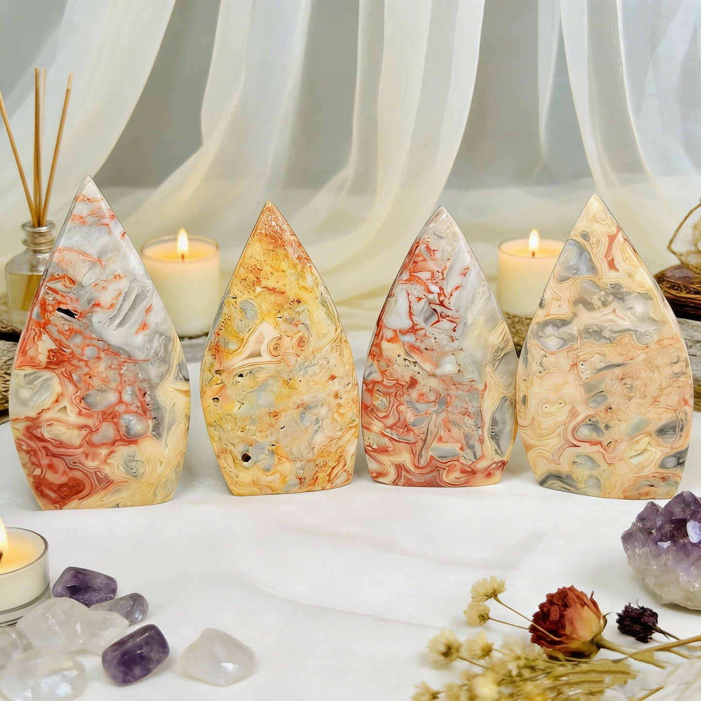 Natural Crazy agate ornament Heal ing Gemstone Home Decor