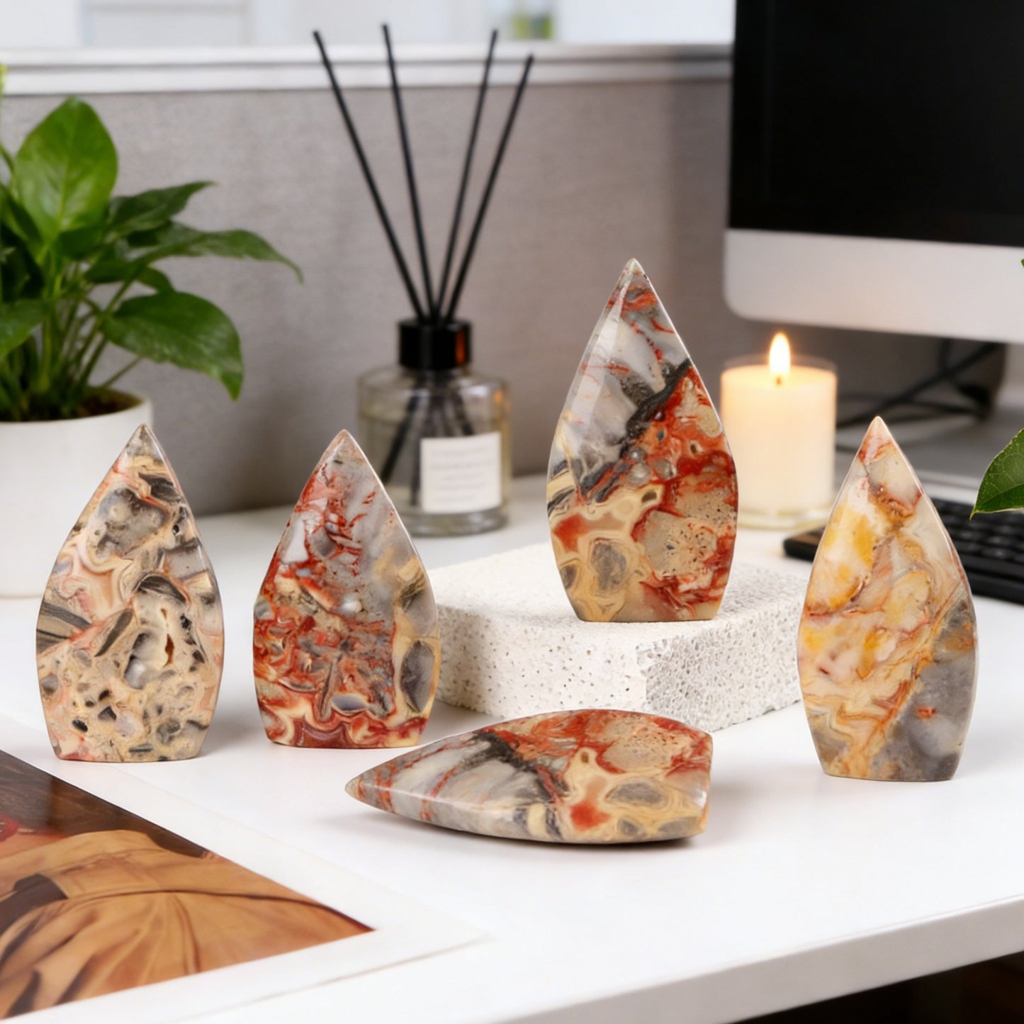 Natural Crazy agate ornament Heal ing Gemstone Home Decor