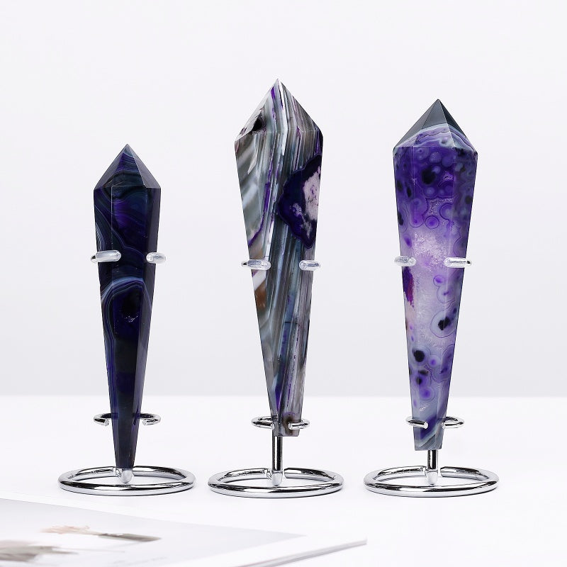 Natural Purple wrapped agate scepter Heal ing Gemstone Home Decor