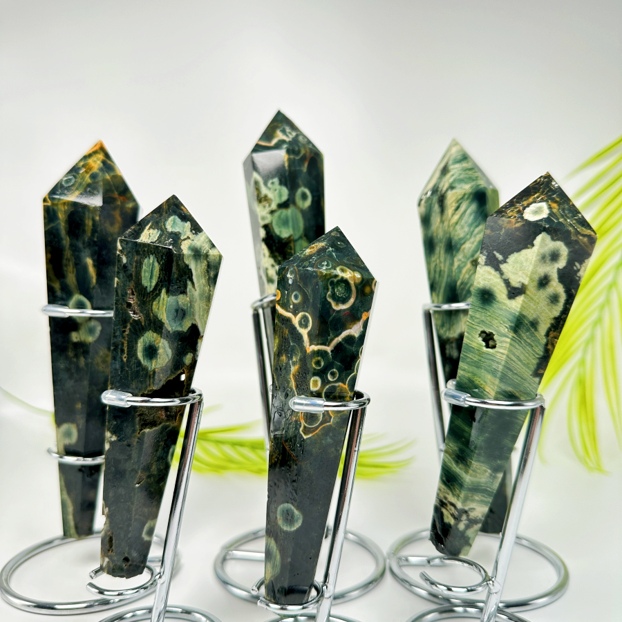 Natural Ocean Jade Scepter Heal ing Gemstone Home Decor