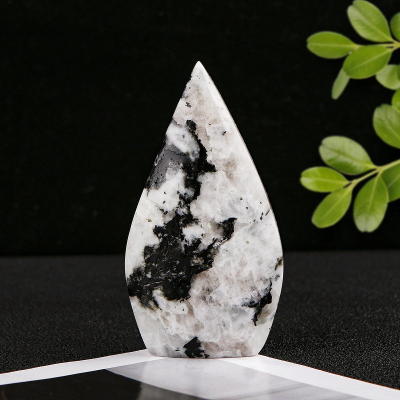 Black dot white moonlight stone ornament