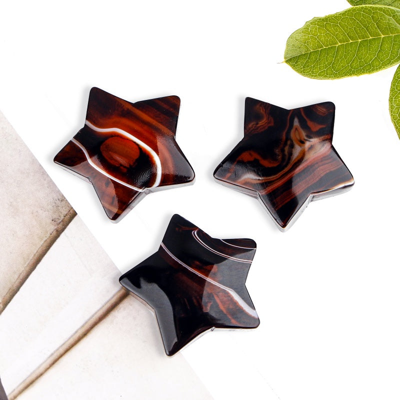 Natural Black and red wrapped agate star Heal ing Gemstone Home Decor