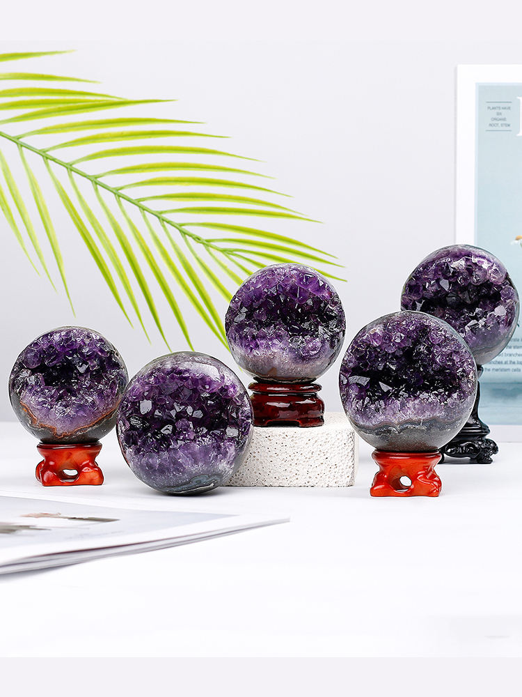 Natural  Open-Smile Crystal Stone Crystal Ball Heal ing Gemstone Home Decor