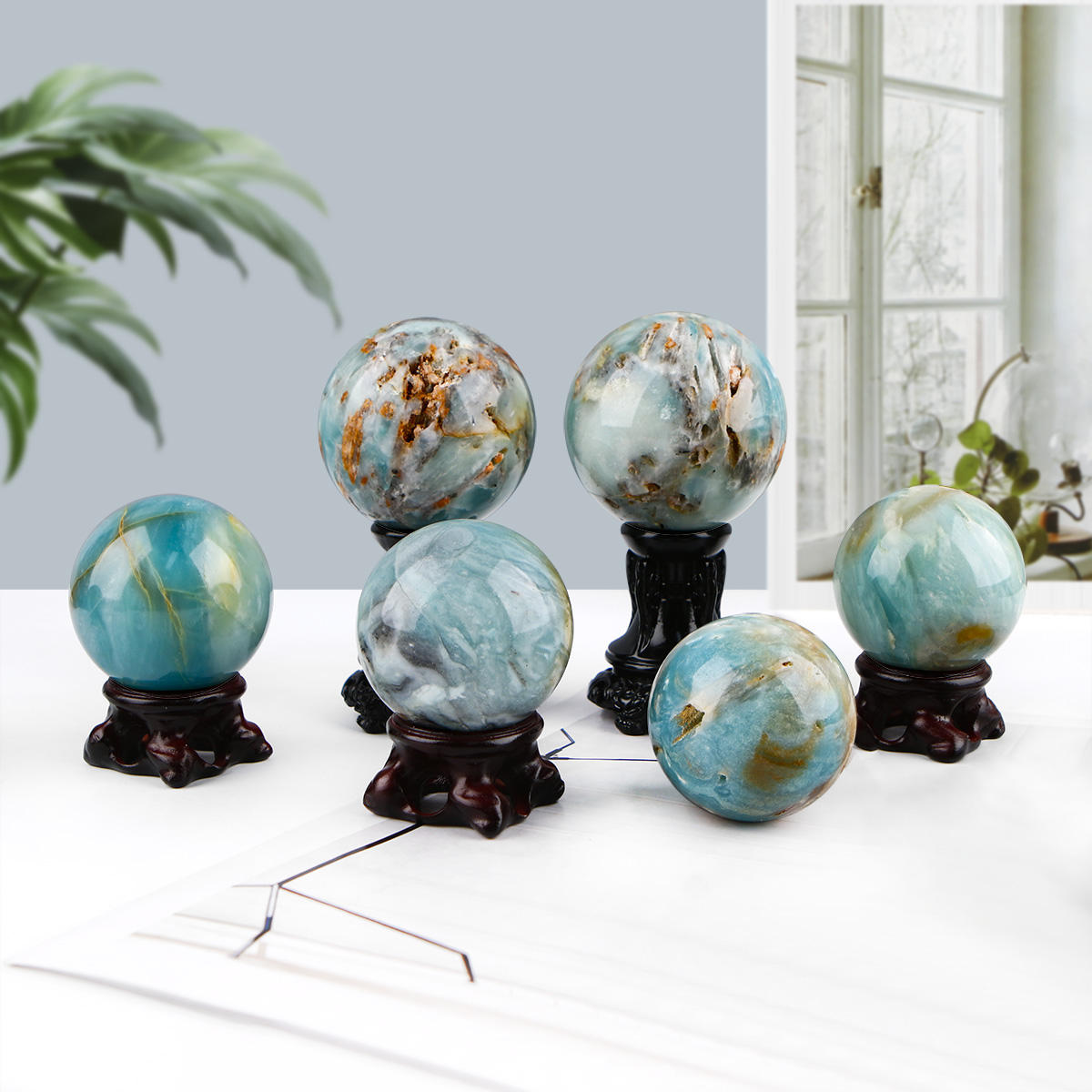 Natural Blue Sky Sphere Crystal Ball Home Decoration Gift