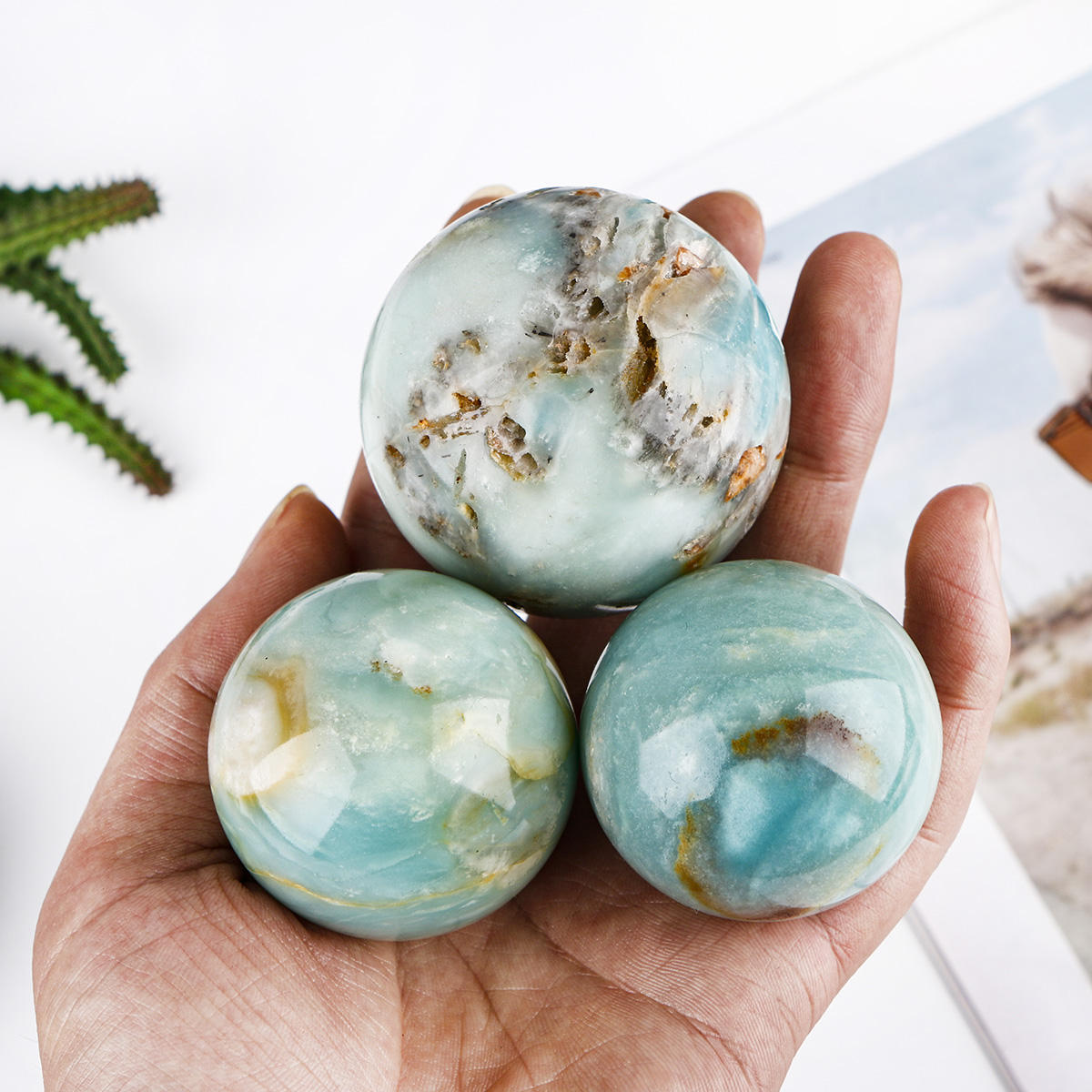 Natural Blue Sky Sphere Crystal Ball Home Decoration Gift