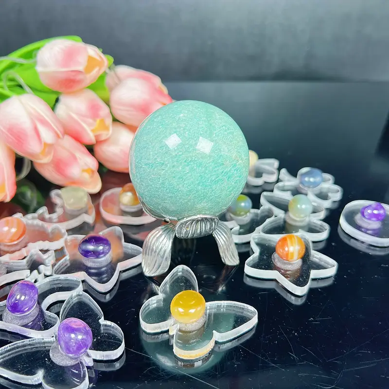 Natural Healing Quartz Blue Amazonite Stone Ball Gemstone