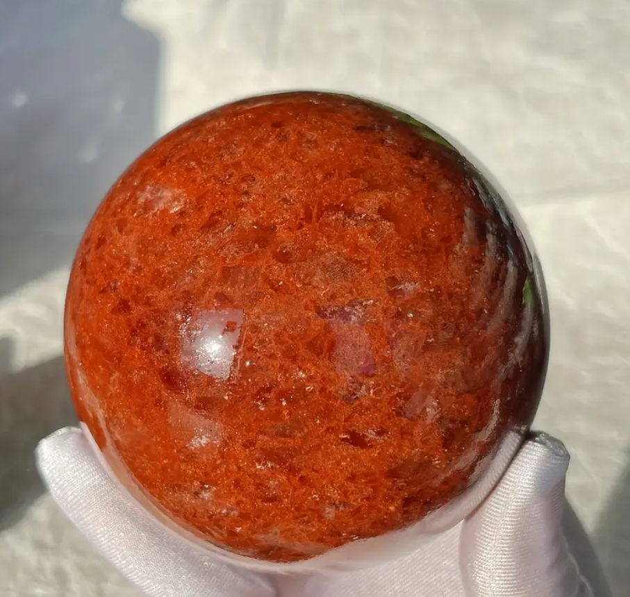 Natural Red Strawberry Quartz Sphere Home Decoration