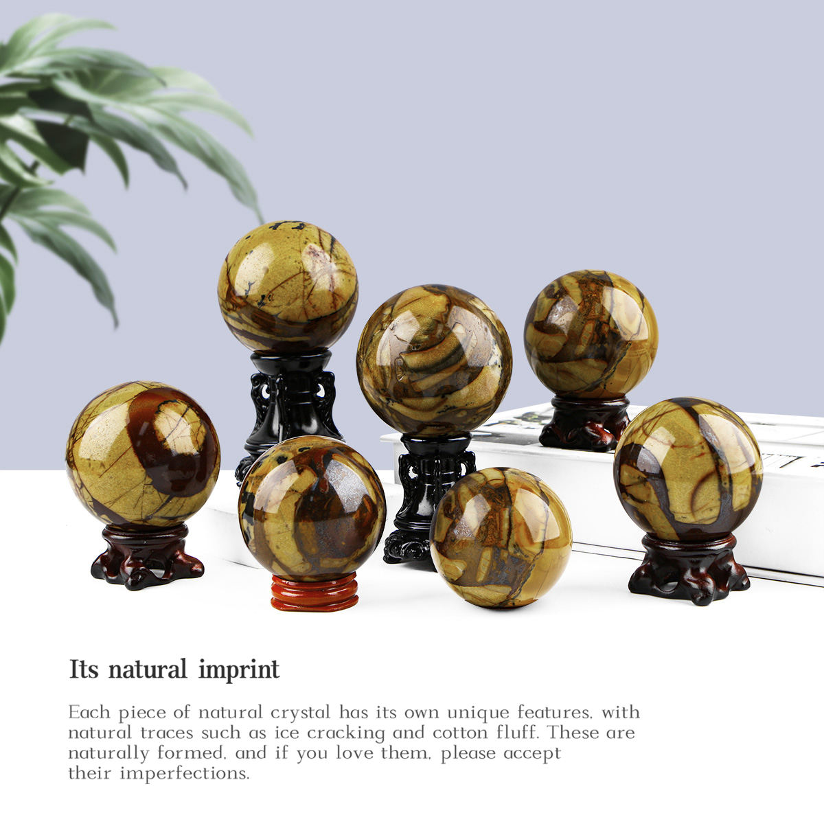 Natural Tiger Skin Crystal Sphere Healing Energy Ball Meditation Home Decor Gift