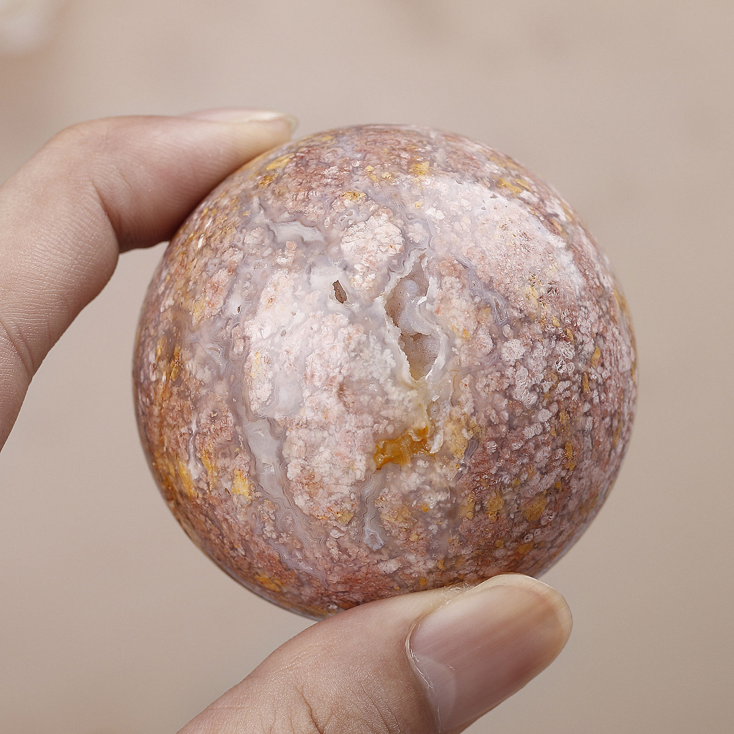Natural Crystal Cherry Blossom Agate Balls Polished for Home Decoration Halloween Christmas Gifts