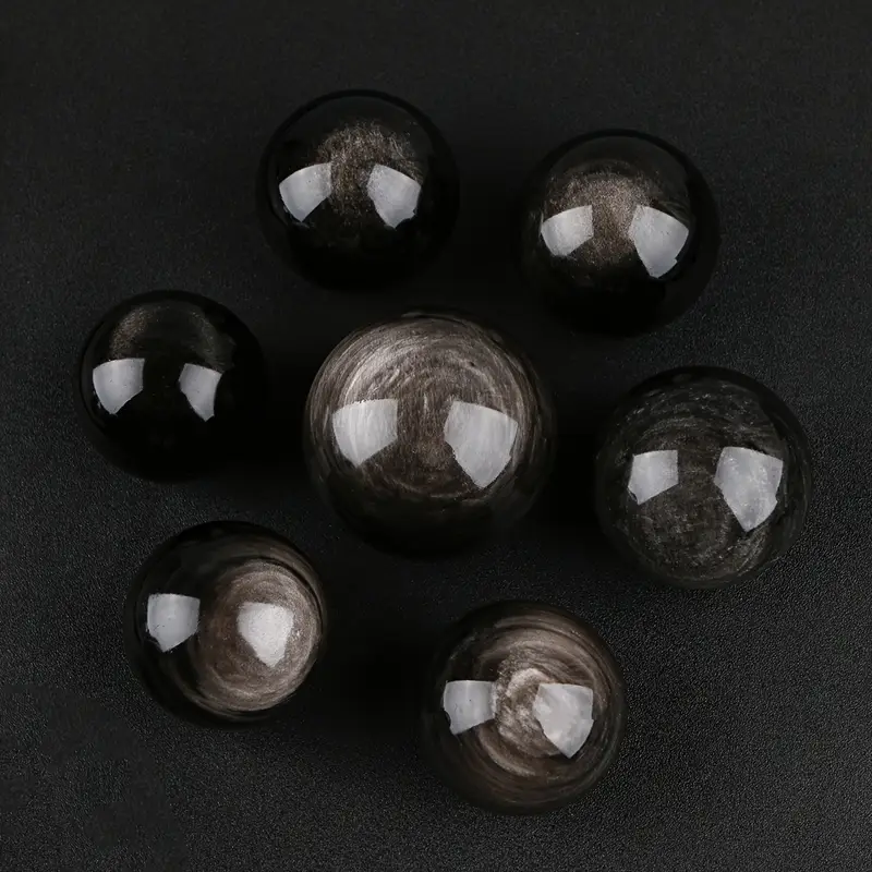 Natural Crystal Silver Obsidian Sphere Polished Crystal Ball Unique Home Decoration