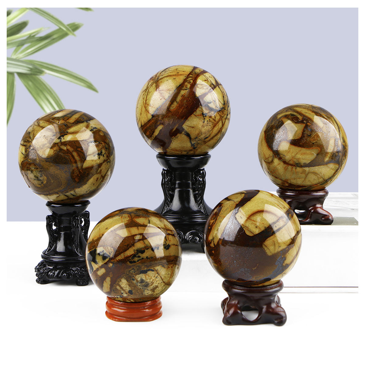 Natural Tiger Skin Crystal Sphere Healing Energy Ball Meditation Home Decor Gift