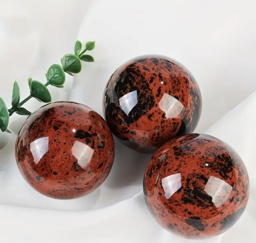 Natural Mahogany Red Obsidian Sphere Polished Healing Gemstone Ball