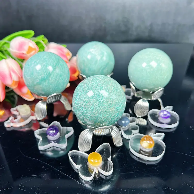 Natural Healing Quartz Blue Amazonite Stone Ball Gemstone