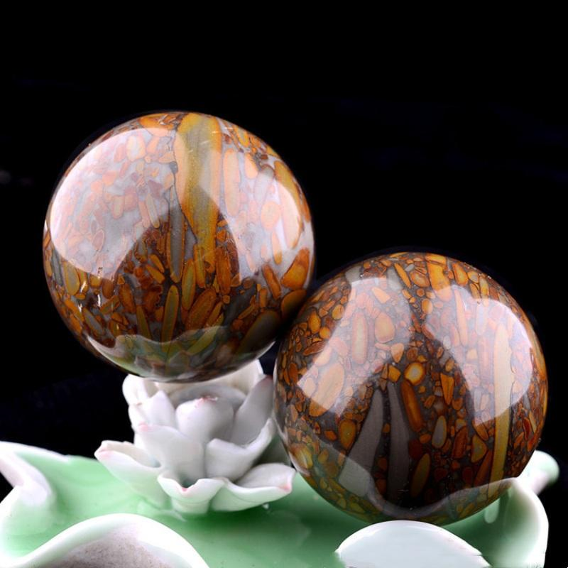 Natural Healing Bamboo Jasper Stone Ball Ornaments Quartz Sphere Crafts for Home Decor Gift