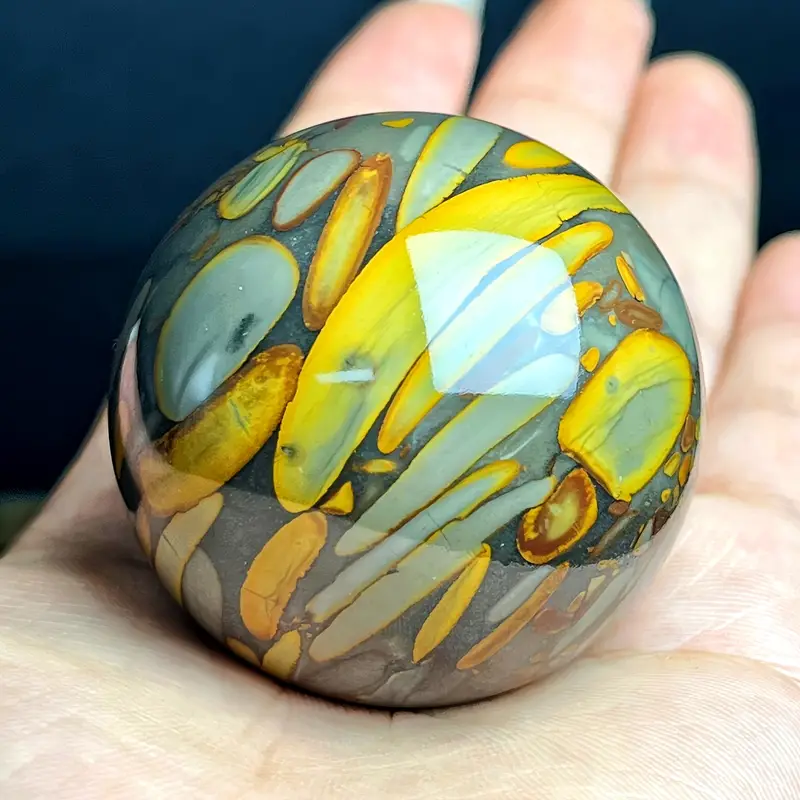 Natural Healing Bamboo Jasper Stone Ball Ornaments Quartz Sphere Crafts for Home Decor Gift