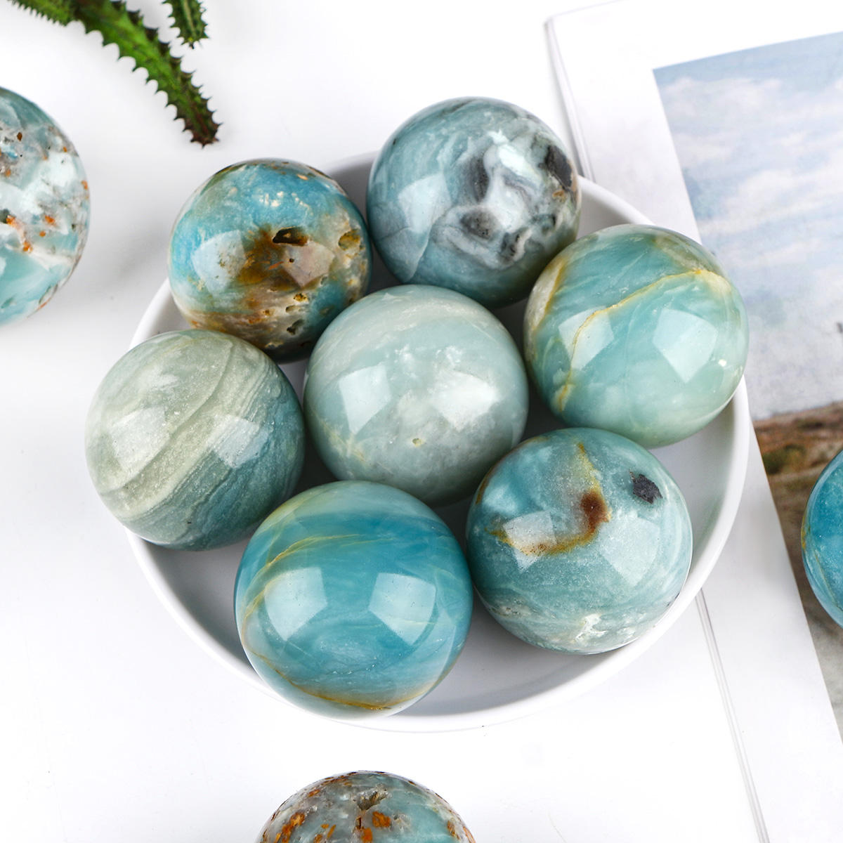 Natural Blue Sky Sphere Crystal Ball Home Decoration Gift