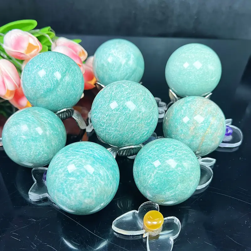 Natural Healing Quartz Blue Amazonite Stone Ball Gemstone