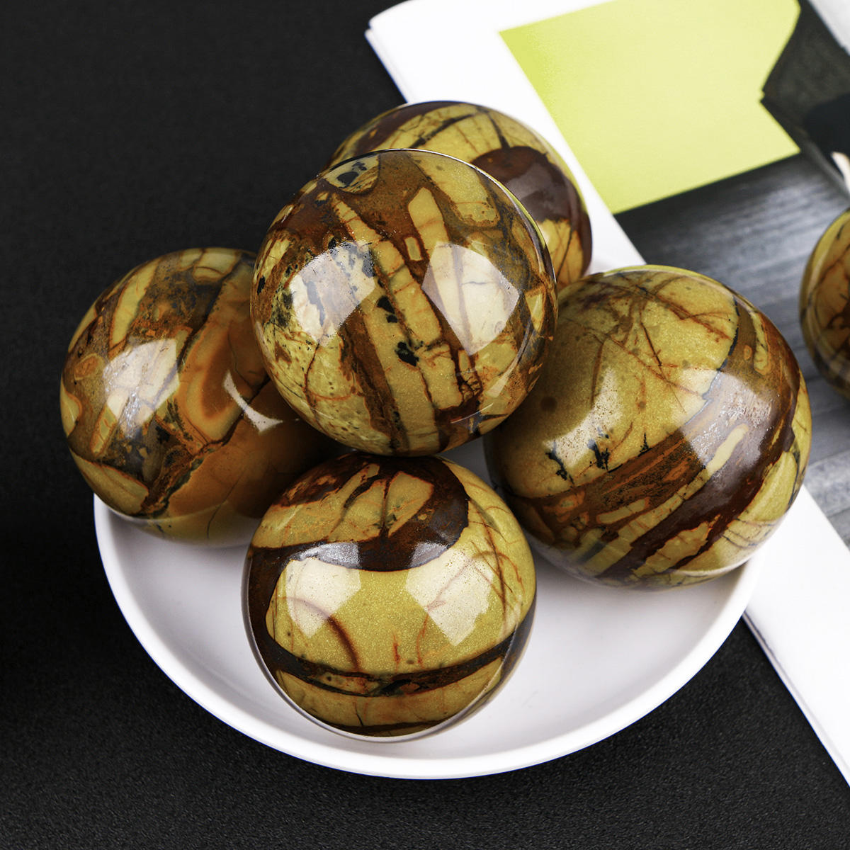 Natural Tiger Skin Crystal Sphere Healing Energy Ball Meditation Home Decor Gift
