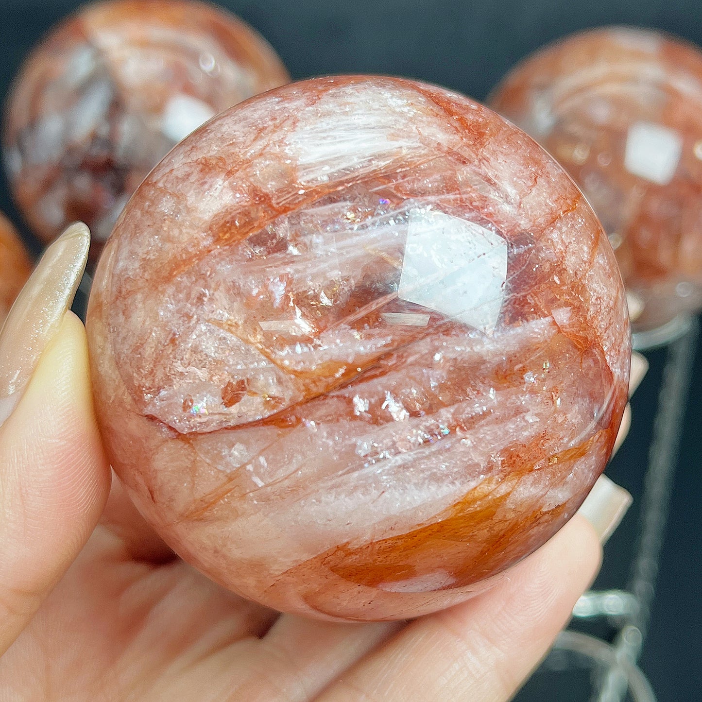Natural Red gum flower ball Heal ing Gemstone Home Decor