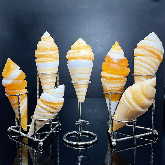 Natural Huang Fangjie Carved Ice Cream Heal ing Gemstone Home Decor