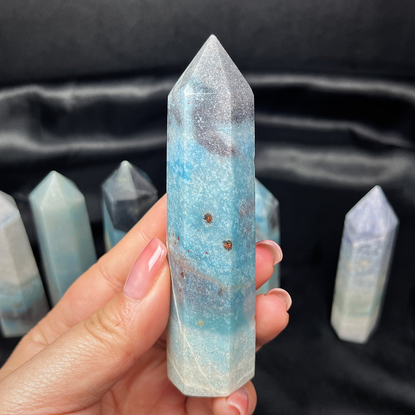 Natural Hydroxyphosphate aluminum single pointed column Heal ing Gemstone Home Decor