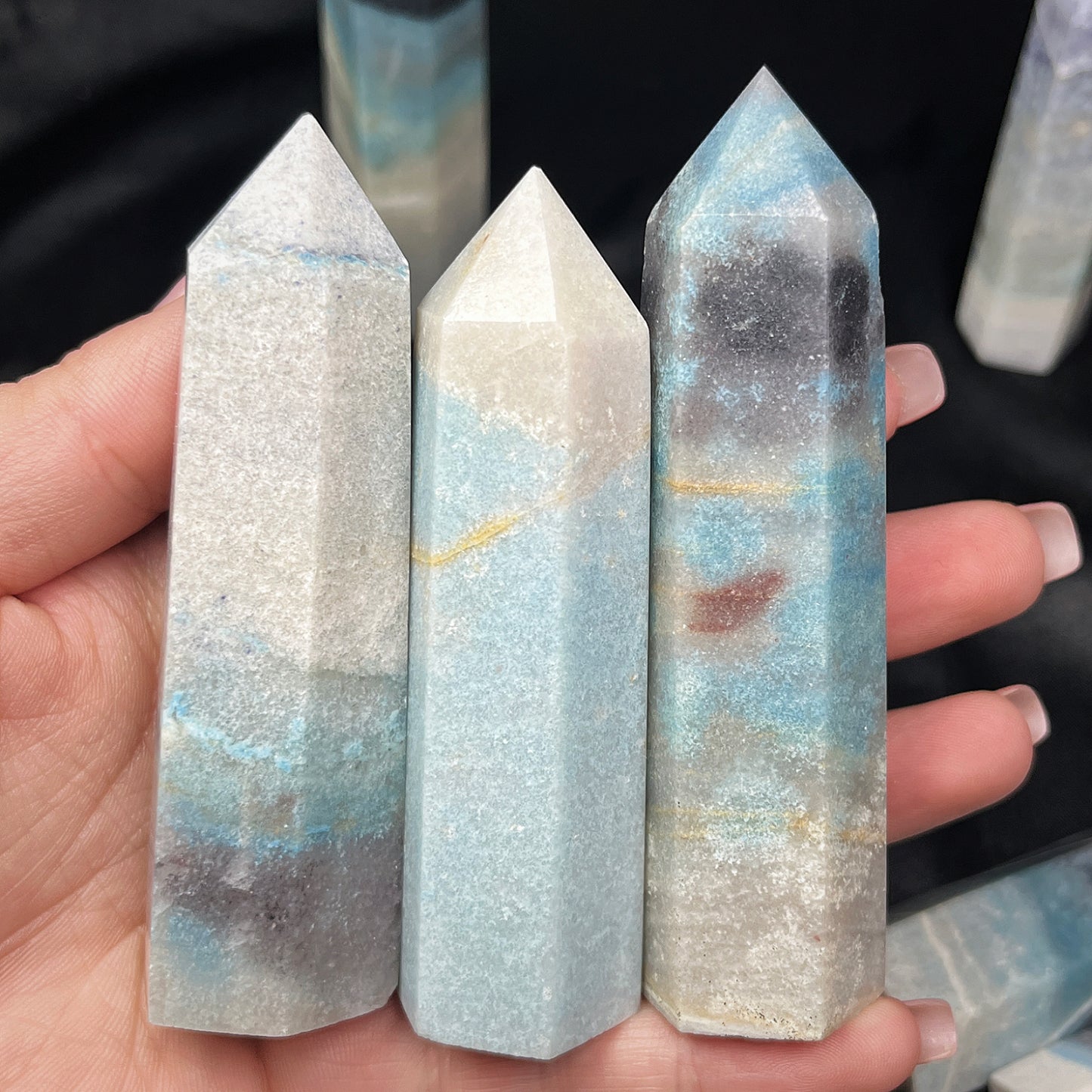 Natural Hydroxyphosphate aluminum single pointed column Heal ing Gemstone Home Decor