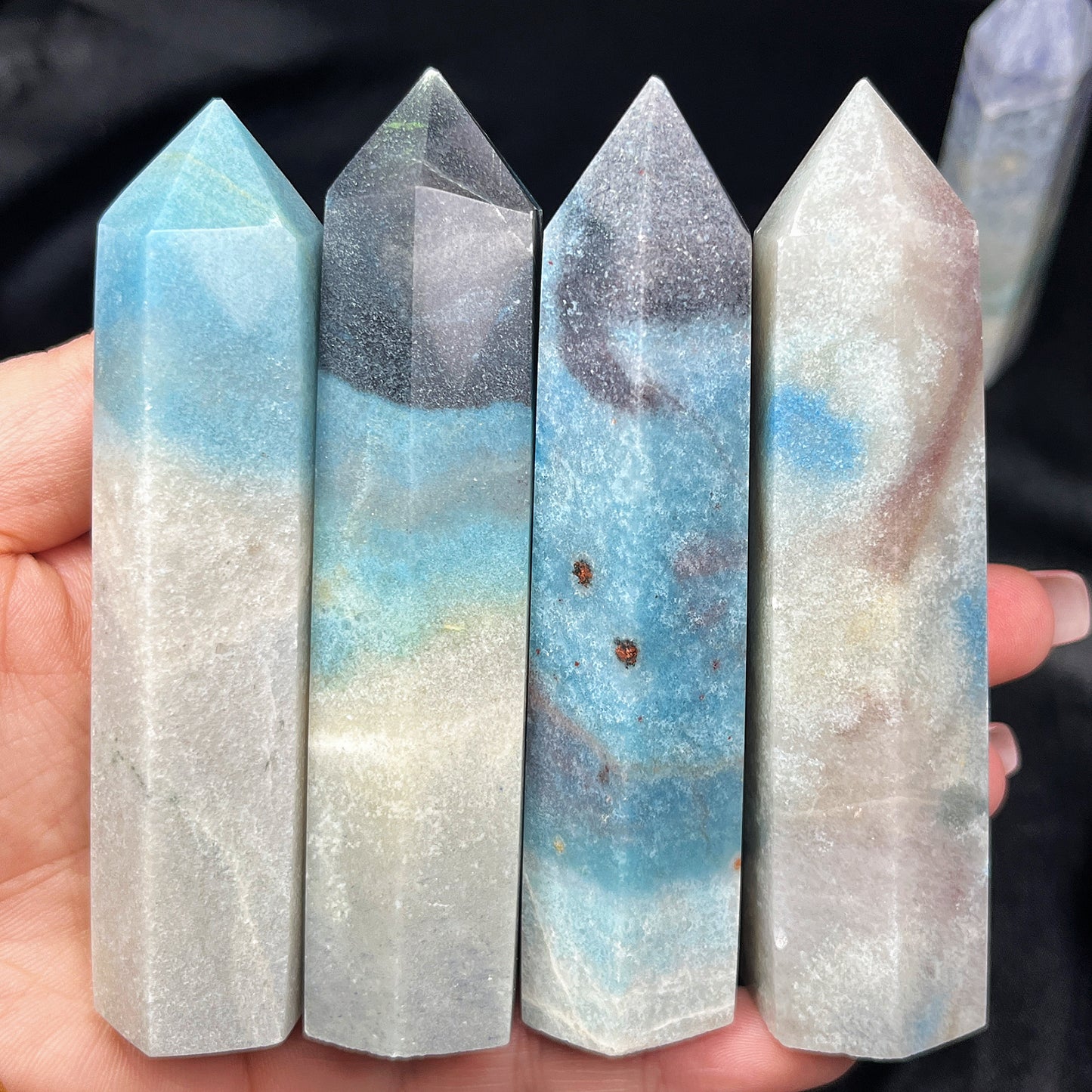 Natural Hydroxyphosphate aluminum single pointed column Heal ing Gemstone Home Decor